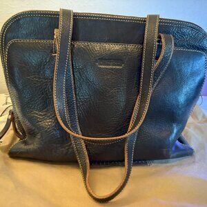 Ellington Black Leather Multi-Pocket Tote with  Electronics Sleeve